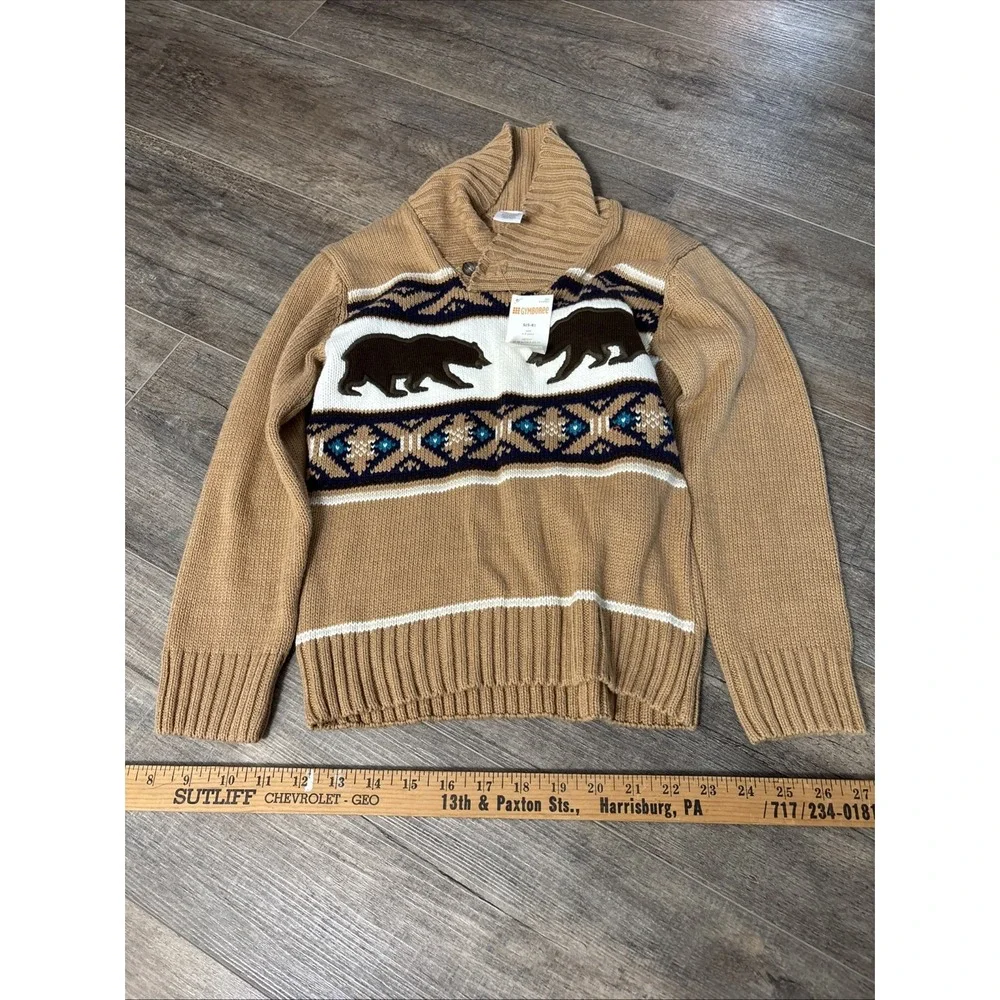 Gymboree Kids Bear Sweater Tan Brown Winter Knit Pullover NWT‎ Boys Size 5 6